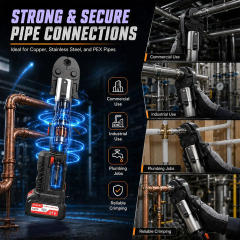 60KN Electric Copper Pipe Crimping Tool, Fast Mini Press Machine For Plumbing Jobs, crimping stainless steel pipe connections.