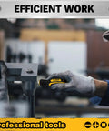 Close-up of a worker using a screwdriver from the 26 Piece Tough As Nails Magnetic Screwdriver Bit Set Cr V Steel T5 T40 Security Torx Square Phillips Slotted Bits.