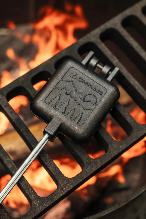 Preseasoned Cast Iron Camp Cooker For Campfire Cookin With Heat Resistant Removable Handles Pie Iron Sandwich Maker Delivers Even Heat