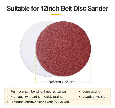12 Inch Sanding Discs Set With 60 Pieces Grits 80 100 120 180 240 400 Aluminum Oxide Self Stick Adhesive Discs for Belt Sanders