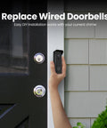 Hand installing Wireless Video Doorbell With 1080p HD Camera Battery Or Hardwired Power 2.4 GHz WiFi No Hub Needed on door frame