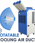 Heavy Duty Portable Air Conditioner That Kicks Butt On Roasting Days With Blistering 22178 Btu Cooling And Snappy 910 Cubic Meter Per Hour Airflow For Garage Workshops And Patios with rotatable cooling air duct.