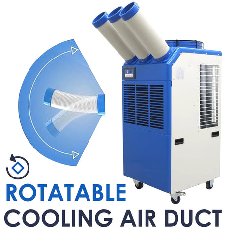 Heavy Duty Portable Air Conditioner That Kicks Butt On Roasting Days With Blistering 22178 Btu Cooling And Snappy 910 Cubic Meter Per Hour Airflow For Garage Workshops And Patios with rotatable cooling air duct.