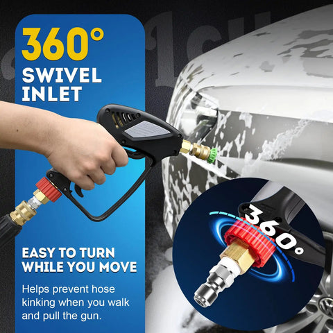 Beast Mode 5000 PSI Pressure Washer Gun With 360 Swivel Inlet ergonomic design cleaning a car