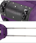 Wheels and handle detail of Rolling Personal Item Under Seat Duffle Bag 17x10x9 Inches Fits Most Major Airlines Including Spirit and Frontier