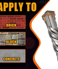 Side view of Amazon SDS Plus rotary hammer drill bit, 3/4 in diameter x 10-1/4 in length for concrete, brick or stone