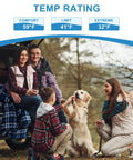 Family with dog using Double Sleeping Bag For Camping And Backpacking, Queen Size Two Person, Waterproof and Lightweight.