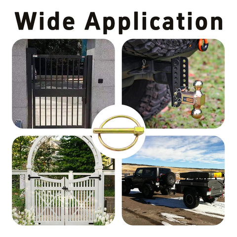 Six Piece 6mm Lynch Pin Assortment Kit With Retaining Ring 45mm Length for farm gates, trailers, and heavy-duty use.