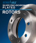 Silver zinc-dichromate plated rotor from 4WD Front And Rear 14.29 Inch Disc Brake Rotors Kit With Ceramic Pads For Ford F 250 Super Duty 2012 2022 And Ford F 350 Super Duty 2013 2022 Complete Brake Replacement