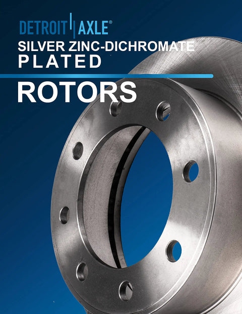 Silver zinc-dichromate plated rotor from 4WD Front And Rear 14.29 Inch Disc Brake Rotors Kit With Ceramic Pads For Ford F 250 Super Duty 2012 2022 And Ford F 350 Super Duty 2013 2022 Complete Brake Replacement