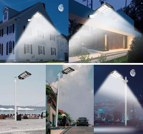 Solar Street Light Outdoor 20W 4000K LED IP65 Waterproof Dusk To Dawn illuminating garages and yards at night