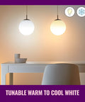 Single Pack Clear Filament LED Smart Bulb 60W Equivalent A19 Tunable White With Motion Sensing E26 Indoor Lighting Works With Voice Or App SpaceSense Ready Matter Compatible, warm-cool hanging bulb demo