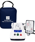 Premium AED Simulator Kit Four Pack Heavy Duty Defibrillator Practice Devices with a training AED unit and carrying case.