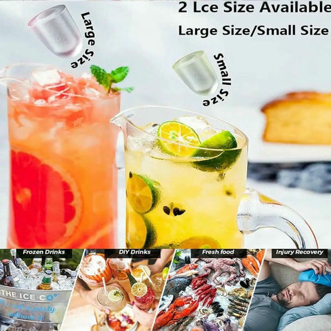 No Fuss Countertop Ice Maker Drops Nine Chill Cubes In Seven Flat Minutes With A Solid Twenty Two Pound Daily Yield showing large and small ice sizes in drinks.