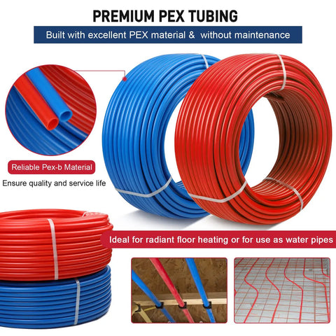 One Half Inch Tubing 300 Feet Two Rolls With EVOH Non Oxygen Barrier PEXB Pipe Durable Leakproof Flexible Easy Install