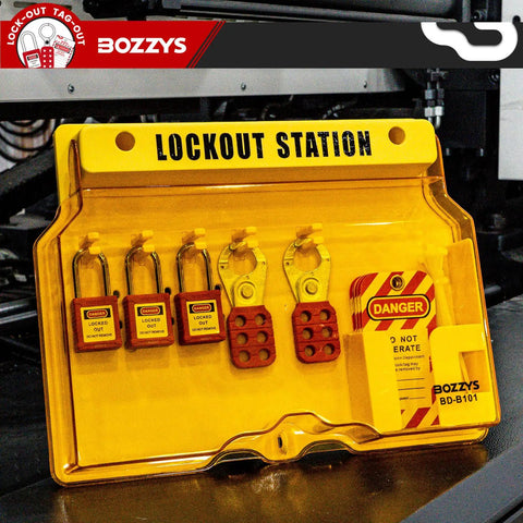 Lockout Tagout Kit and Wall Station for OSHA Safety, 6-Position Lockout Station with 3 Keyed-Different Padlocks, 2 Hasps