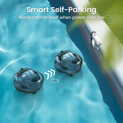 Seagull SE Cordless Robotic Pool Cleaner For Above Ground Pools With LED Indicator no fuss self parking demonstration