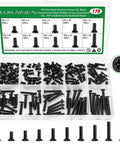 Top Rated M3 Machine Screws Kit With 178 Black Countersunk Flat Head Bolts For 3D Printer Builds Laptop Repair RC Cars Drones And Electronic Gear That Truly Hit Different - assorted black screws in a clear organizer.