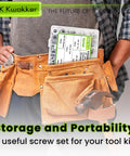 Tool belt with 304 stainless steel bolt nut set for DIY projects and repairs, featuring organized storage of fasteners.