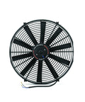 Ultra Slim Electric Radiator Fan Sick High Output Cooling Blower Rapid Universal Install Matte Black Shroud front view with wiring.