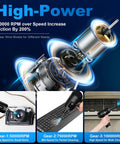 Electric Air Duster With LED Light Three Gear Adjustable 100000 RPM Cordless Blower for electronics and keyboard cleaning