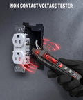Circuit Breaker Finder With LCD Display And GFCI Outlet Tester For 90 To 130V AC Systems, Quick Wire Locator, NCV Non Contact Voltage Test, Built In Flashlight, Includes Carrying Case And Alligator Clips. Non-contact tester at outlet.