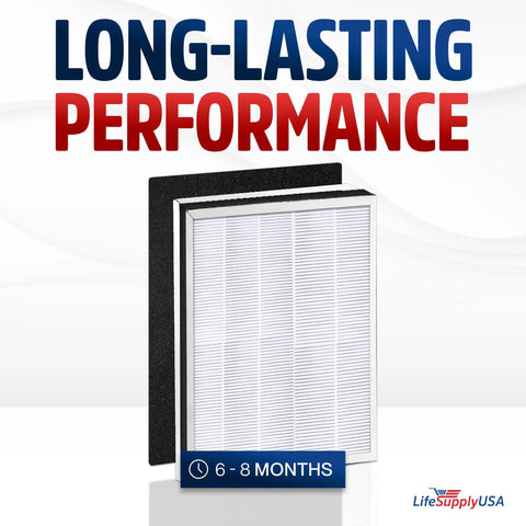 True HEPA Air Purifier Filter Replacement Kit With Odor Carbon Filters For Oreck OptiMax AIR95 Medium Room Air Cleaner High Efficiency Set. Filter and carbon layer displayed.