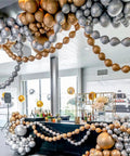 Metallic Chrome 6 Inch Quick Link Balloons Set Of 60 for easy link balloon garland wall arch at party venue setup.