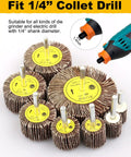 40 Piece One Quarter Inch Shank Abrasive Flap Wheel Set for Die Grinders Aluminum Oxide Cylindrical Sanding Wheels, size variety