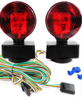 Magnetic One LED Trailer Tail Towing Light Kit With DOT Turn Brake Parking Lights, Ultra Bright Red LEDs, wiring and connectors