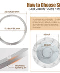 20 Inch Heavy Duty Aluminum Alloy Lazy Susan Turntable Bearing dimensions: 504mm diameter, precision detail for DIY builds and home shops.