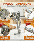 Heavy Duty Manual Lime Squeezer For Lemons Oranges & Grapefruits Large Citrus Juicer Press Tool with detachable metal liner.