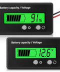 Golf Cart Battery Meter With Alarm And Front Button And Switch Key Settings 12V To 84V Voltage Indicator Gauge For Li Ion And Lead Acid Batteries Easy Read Display Backlight Toggle Sleep Mode Battery Capacity Readout showing 91% and 12.6V