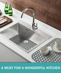 Big 30X16 Inch Silicone Sink Mat For Bottom Drain Flexible Non Slip Kitchen Sink Protector inside stainless steel sink
