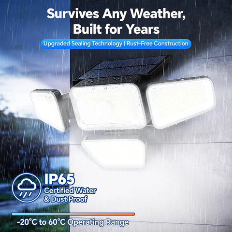 Badass Solar Outdoor Security Flood Light With Heavy Duty Waterproof Build And Three Mode Settings Covers Backyard Or Garage Like A Champ Two Pack Bundle