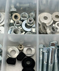 Honda Elite 210 Piece Bolt Kit For CR125R CR250R CRF250R CRF450R CRF450X CRF450RX XR And XL Models organized in compartments
