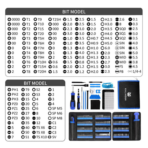 190 In 1 Precision Screwdriver Set With 164 Magnetic Bits And 22 Practical Accessories displayed with bit models