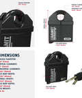 Granit Alloy Steel Padlock Keyed Alike 37/60 KA Heavy Duty Security Lock With Disc Cylinder Hardened Shackle And Body 6Ton Resistance Ideal For Home Garage Shop And Storage Code 5544653 dimensions and key