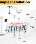 Pro Grade Anti Theft License Plate Screws Set With Rust Resistant Stainless Steel Bolts installation parts diagram with labels.
