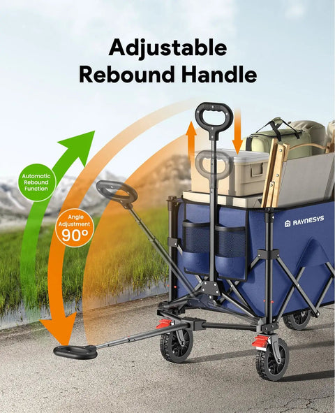 Foldable Utility Cart With 180L Capacity And 330lbs Beefed Up Weight Capacity Durable Beach Camping Shopping Cart With adjustable handle