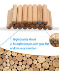 Wood Dowel Pins Set 100 Pack 10mm X 50mm Beveled Fluted Hardwood Dowels Kiln Dried Eucalyptus For Craft Projects