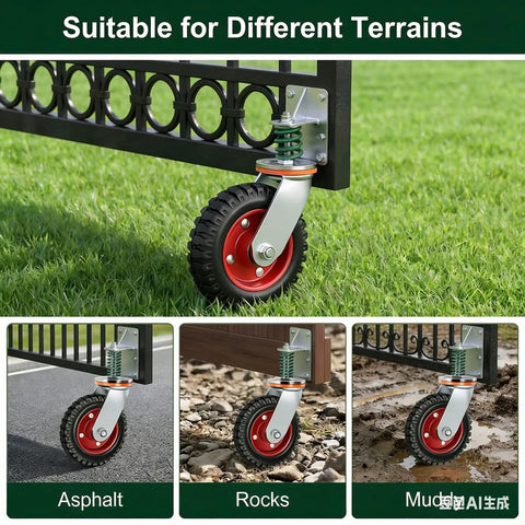 Heavy Duty 6 Inch Gate Wheel With Spring Loaded 600 Lb Capacity Gate Roller 360 Degree Swivel For Wooden And Metal Gates