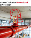 Heavy Duty Fire Sprinkler Head Two Pack Straight Up Reliable For House Or Store Upright Spray with red housing and brass details.