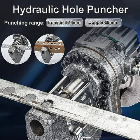Professional Grade No Nonsense Job Site Ready Electric Hydraulic Hole Puncher For Angle Channel Steel Copper Aluminum Iron Plates With Foot Switch 1200 Watt Workhorse