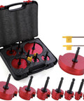 Dual Blade PVC Pipe Reamer Kit Eight-Piece For One Half To Four Inch Piping In One Easy Pass Fits Standard One Half Inch Drills in case