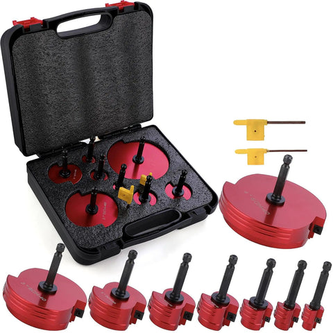 Dual Blade PVC Pipe Reamer Kit Eight-Piece For One Half To Four Inch Piping In One Easy Pass Fits Standard One Half Inch Drills in case