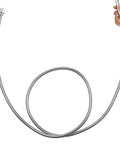 Ultra Flexible Replacement Metal Shower Hose, Extra Long 96-Inch Chrome Finish, coiled with hand holding the end, kink-resistant design