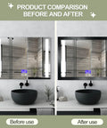 Bathroom mirror with wood grain tape self adhesive 3.9 inch by 15 foot for tables chairs baseboards doors windows floors and furniture renovation black finish easy DIY scratch repair for cabinets and more installed for before and after comparison
