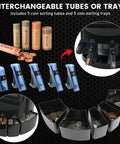 Top Shelf Electric Coin Counter And Sorter Machine with interchangeable sorting tubes and trays for coins.