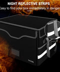 Fireproof Document Box With Lock Collapsible File Organizer With Mesh Pockets Portable Home Office Safe Filing Box For Hanging Letter And Legal Folders Grab And Go Handle Black with reflective strips
